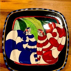 SERVING PLATE CAT DESIGN OR WALL PLAQUE CERAMIC LARGE 16X16 INCHES SWAK 90’S